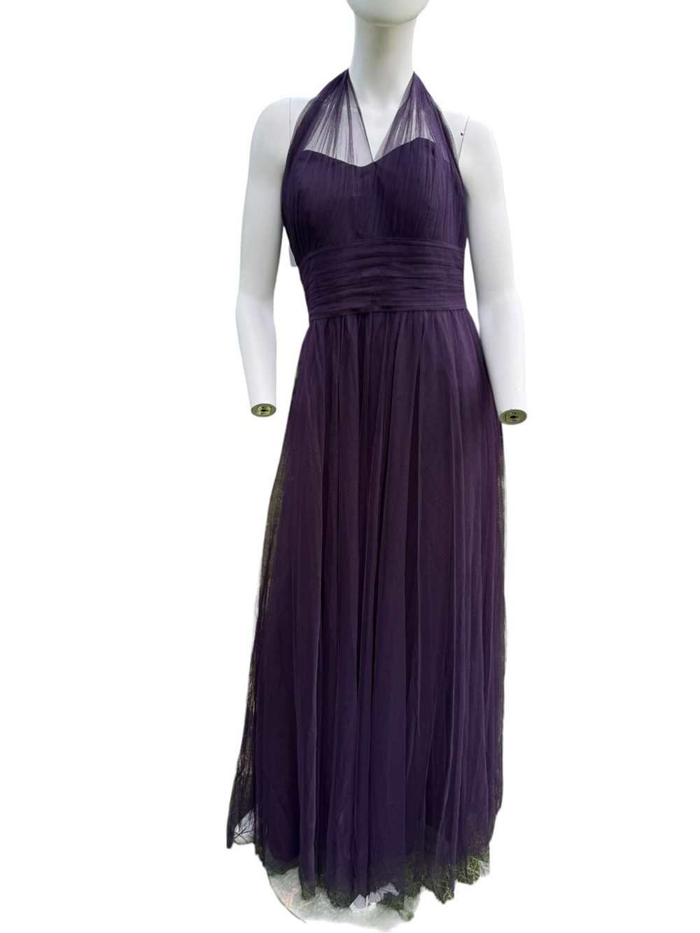Bill Levkoff Plum Halter Maxi Gown